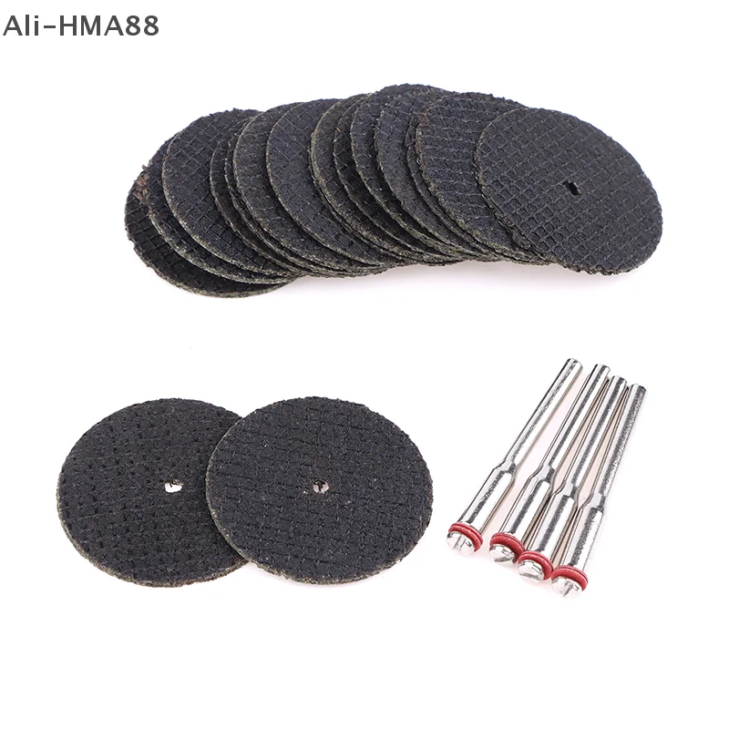 1 set (50 pezzi disco da taglio abrasivo 32 mm + 4 pezzi mandrini rotanti) utensile in fibra di vetro per utensile rotante con ruota da taglio in metallo lama per sega