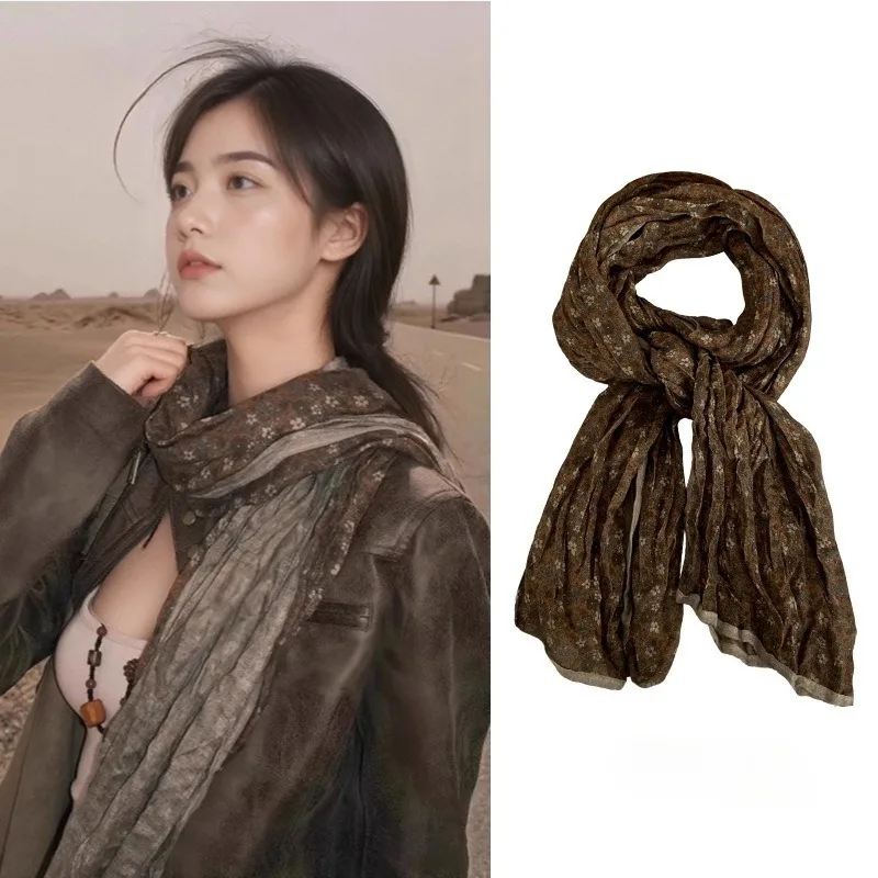 

Хлопковые и льняные шарфы Цветочные шарфы Осень и зима Новые стили Модные и универсальные теплые и художественные шаль в стиле ретро