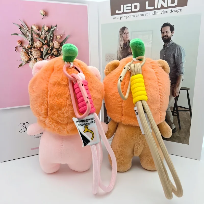 Kürbis-Kapuze, wütender Bär, Plüsch-Schlüsselanhänger, Taschenanhänger, lustiger Rucksack-Zubehör für Frauen, Mädchen, Jungen, Geschenk für Halloween-Dekoration