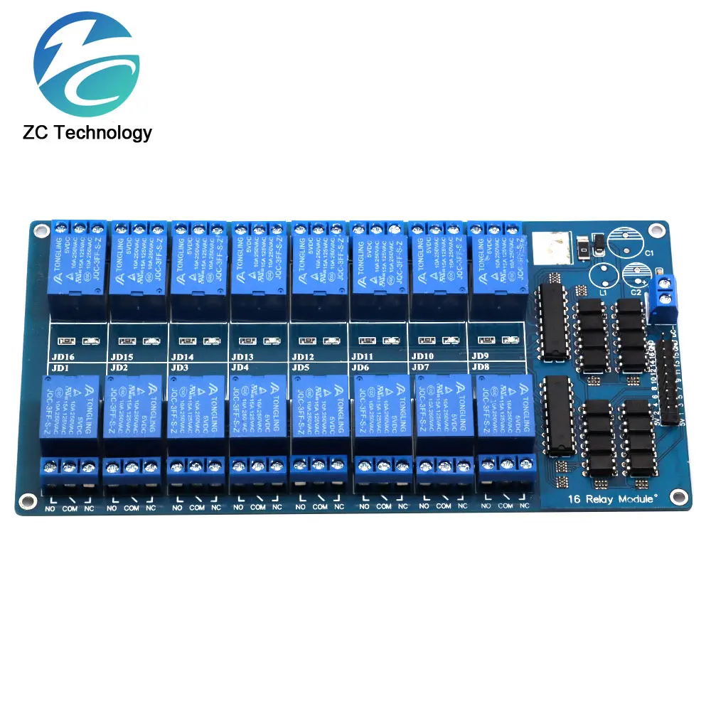 Scheda di interfaccia del modulo relè a 16 canali 5V 12V per Arduino PIC ARM DSP PLC con protezione fotoaccoppiatore LM2576 Power