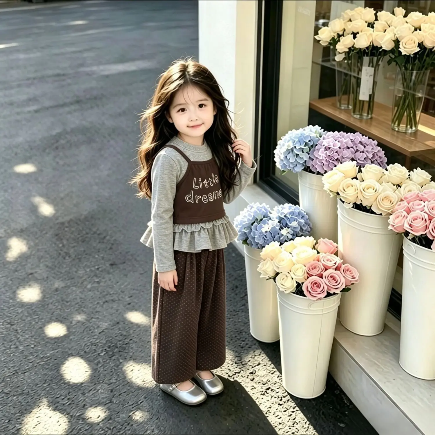 Baby-Mädchen-Set, 2-teilig, Oberteil + Hose, 2026, neues Herbst-Modell, mit Buchstabenmuster, Rüschenabschluss, Pullover, gepunktete Hose, lässige Kinder-Outfits – Detail 4