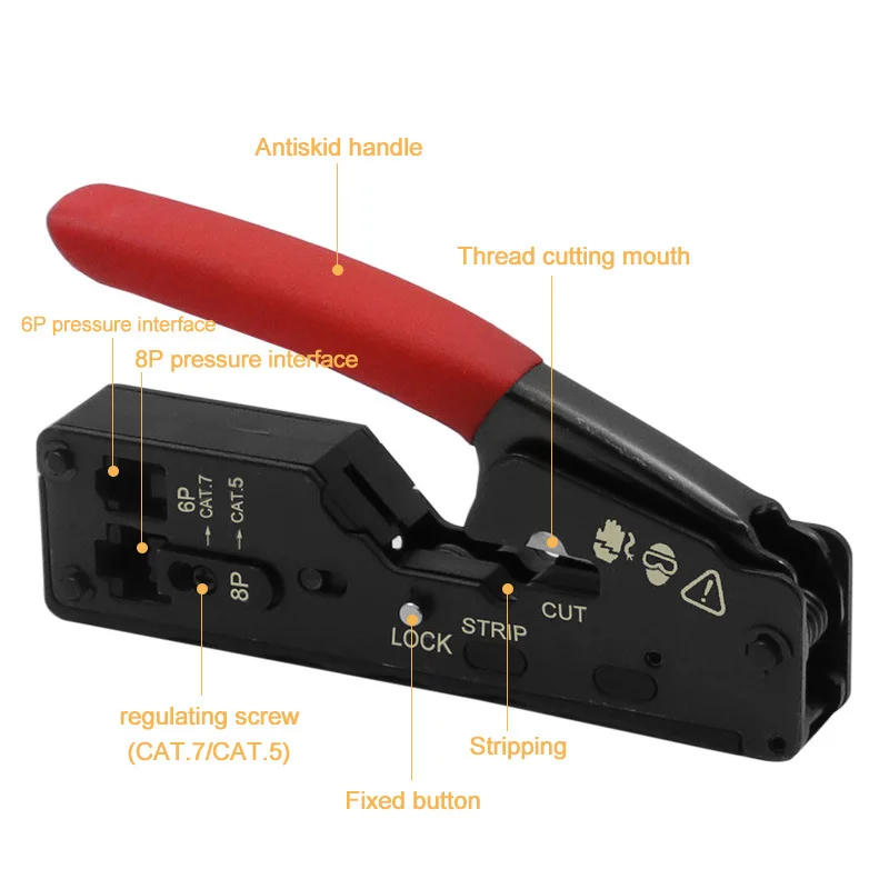 Through-hole mesh pliers, crystal head perforated , multi-purpose EZ 6P8P three-purpose
