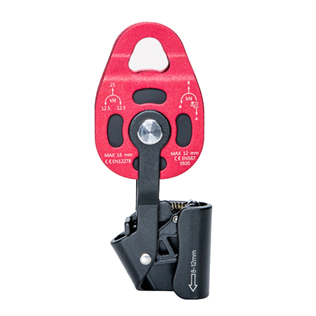 Imagem -04 - Outdoor Portátil Ascender Elevação Polia Escalada Rigging Lifter Caminhadas Rapel Emergência Montanhismo Vermelho 4kn