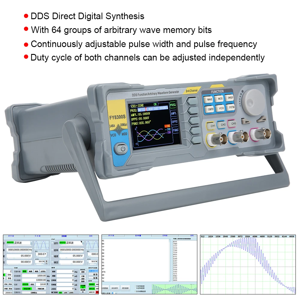 3-Channel Function  Generator Arbitrary Waveform  Generator 4 TTL Level Output  Source Board  Generator