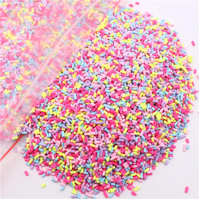 Wholesale 5mm Long Cylindrical Polymer Clay Sprinkles Colorful Clay Slices for DIY Crafts Tiny Cute Plastic Klei Accessories