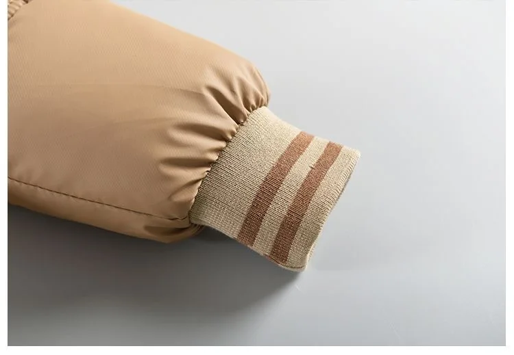 30 ℃ 2025, Winter-Jacke für Teenager und Jungen, Plüsch, dick, Kälteprävention, Briefdruck, mit Kapuze, Daunen-Baumwolle, Outdoor-Jacken für 4–11 Jahre – Detail 15