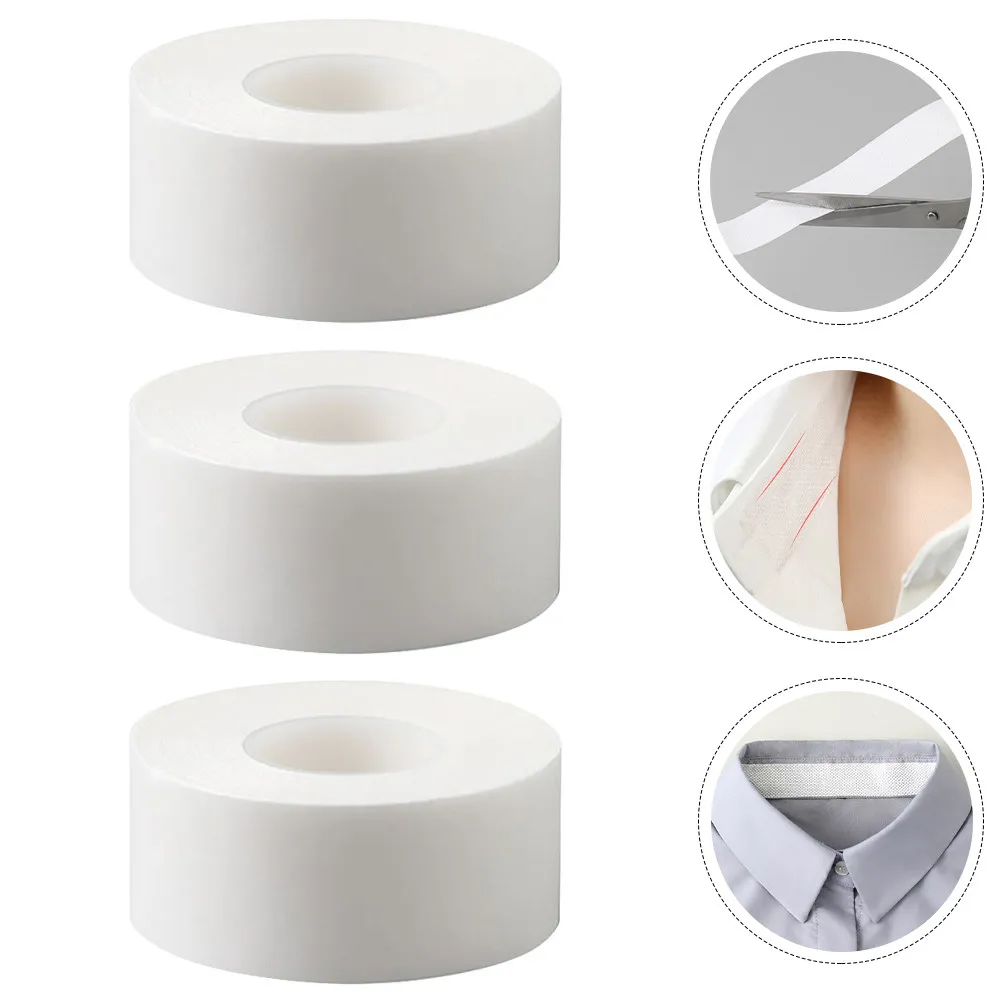 

3 рулона дышащих впитывающих прокладок от пота для головных уборов, рубашек, футболок, клейкая подкладка от пота, портативный аксессуар для головных уборов