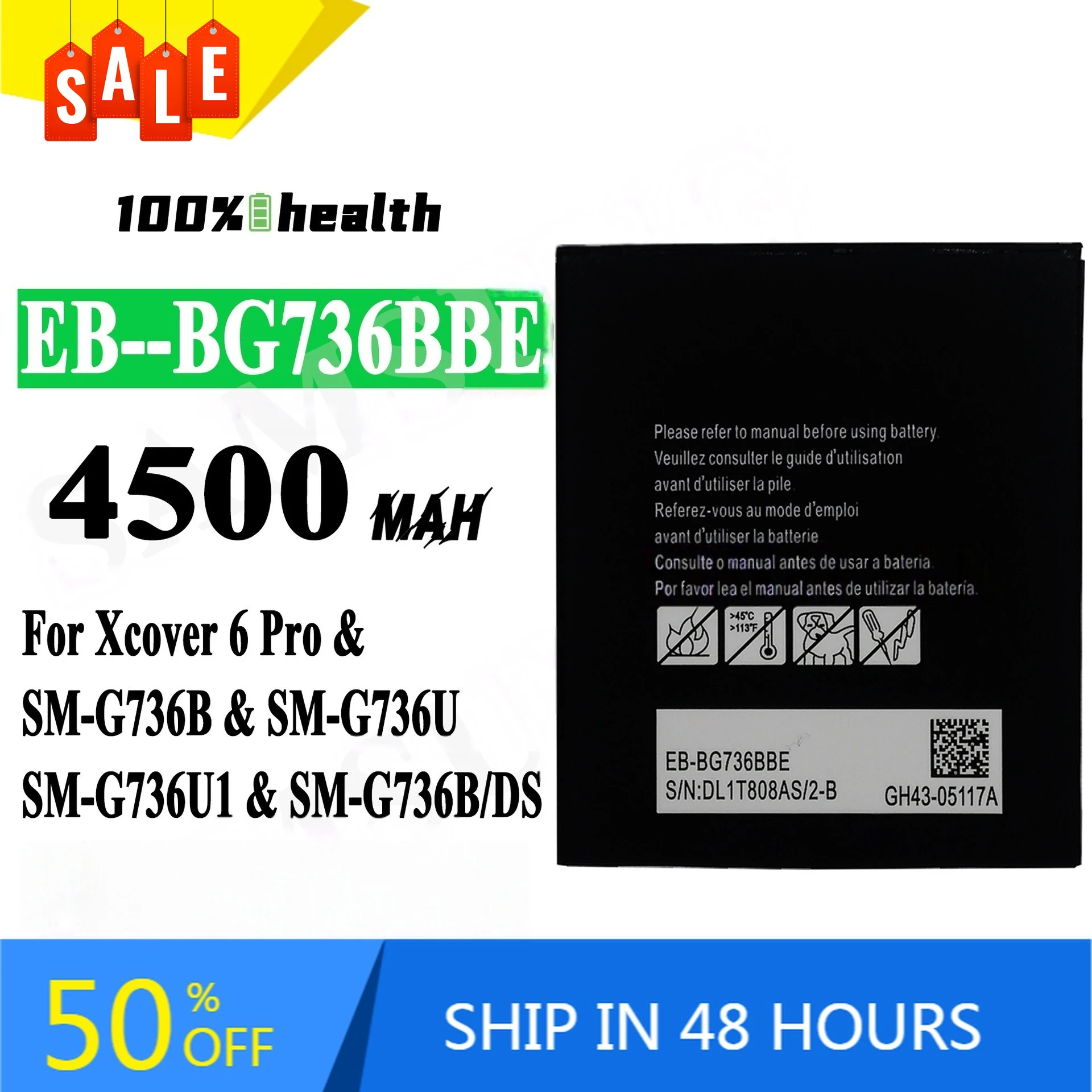 

EB-BG736BBE 4500mAh Mobile Phone Battery for Samsung Xcover 6 Pro SM-G736B SM-G736U SM-G736U1 SM-G736B DS