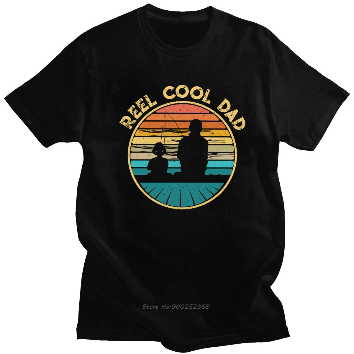 Retro Reel Cool Dad Fishing T Shirt For Men Cotton Stylish T-shirt O- Neck Short Sleeves Vintage Fish Daddy Tee Harajuku Gift