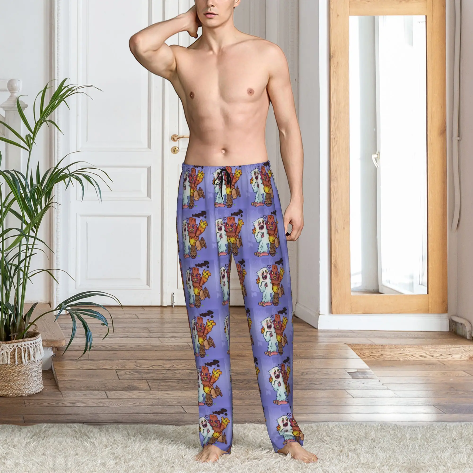 Custom My S-Singing Cartoon Monsters Pajama Pants for Men Video Games Sleepwear Lounge Sleep Bottoms Stretch with Pockets view 6