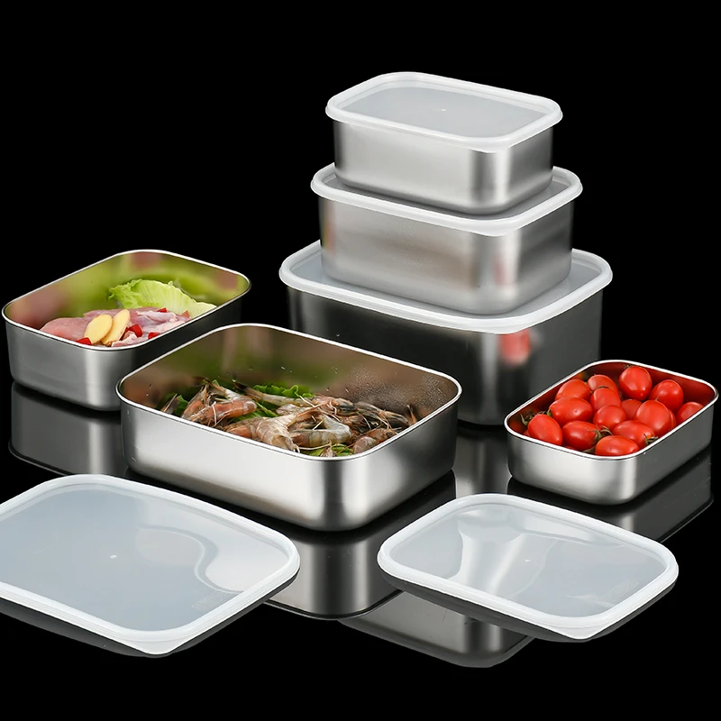 Wholesale thickening Stainless  304 Lunch Bento  with White PE Lid Leakproof Food container for Food Packing kids school