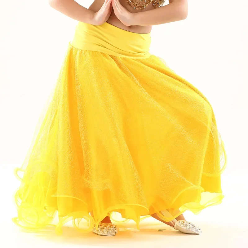 Dancer children's silver wire mesh skirt charm belly dance performance skirt stage focus