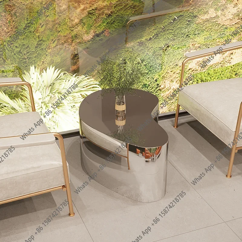 O Light Luxury Stainless Steel Mango-shaped Coffee Table Modern Creative And Fashionable Living Room Hotel Sales Department Mode