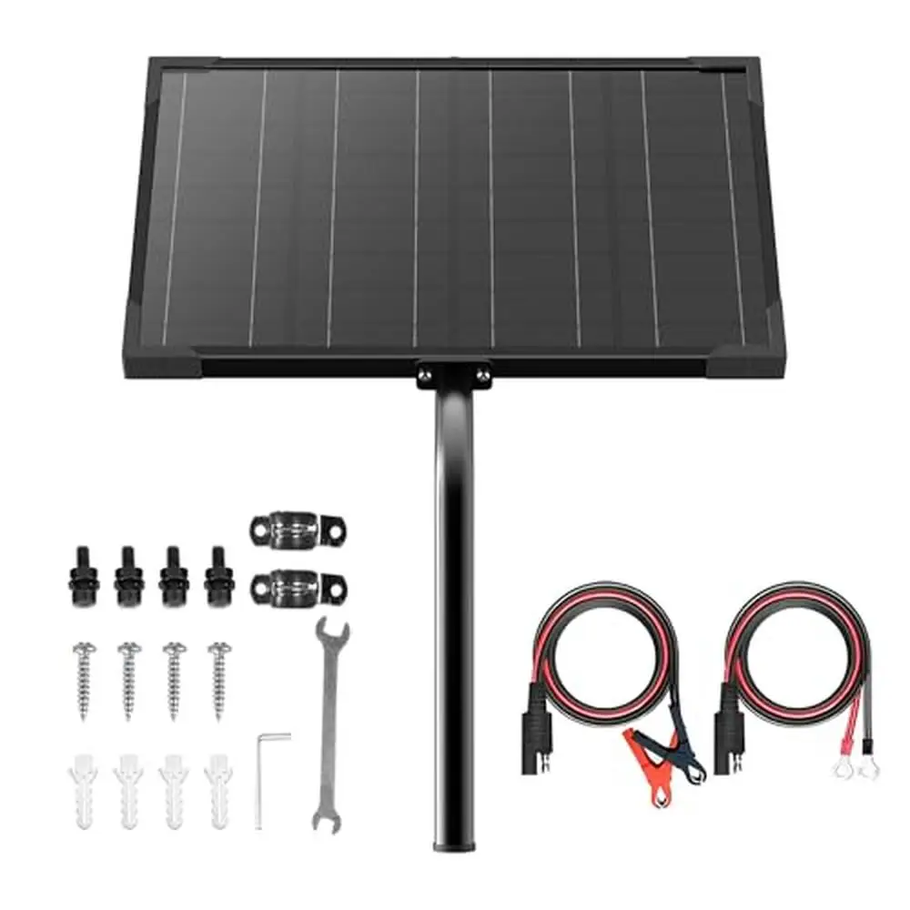 10W 12V Solar Battery Charger with Built-in MPPT Controller Waterproof Panel & Adjustable Mount Ideal Trickle Charging Includes