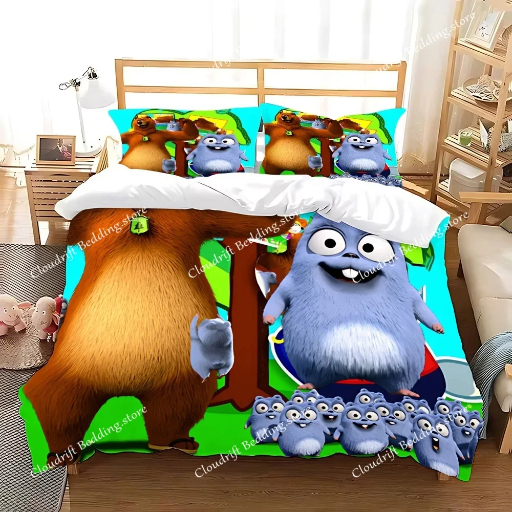 

Duvet Cover Pillowcase Bedding Set Cartoon Grizzy Lemmings Adult Boy Girl Bedroom Decoration Children Gift Single Double Large