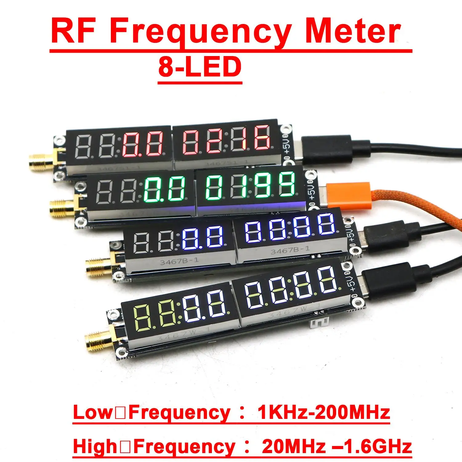 1KHZ-1600MHz Digital Frequency RF Frequency Counter 8-LED Display Frequ Tester Cymometer F/ UHF VHF FM SW Radio Signal Generator