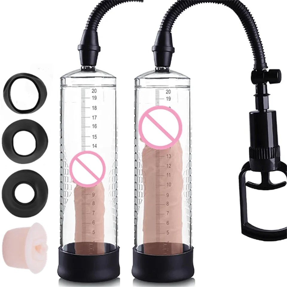 Pump for Enlargement, Erection, Vacuum Pump with 4 Suction Levels, Pump Masturbator with 1 Silicone Sleeves, Sex Toy for Men