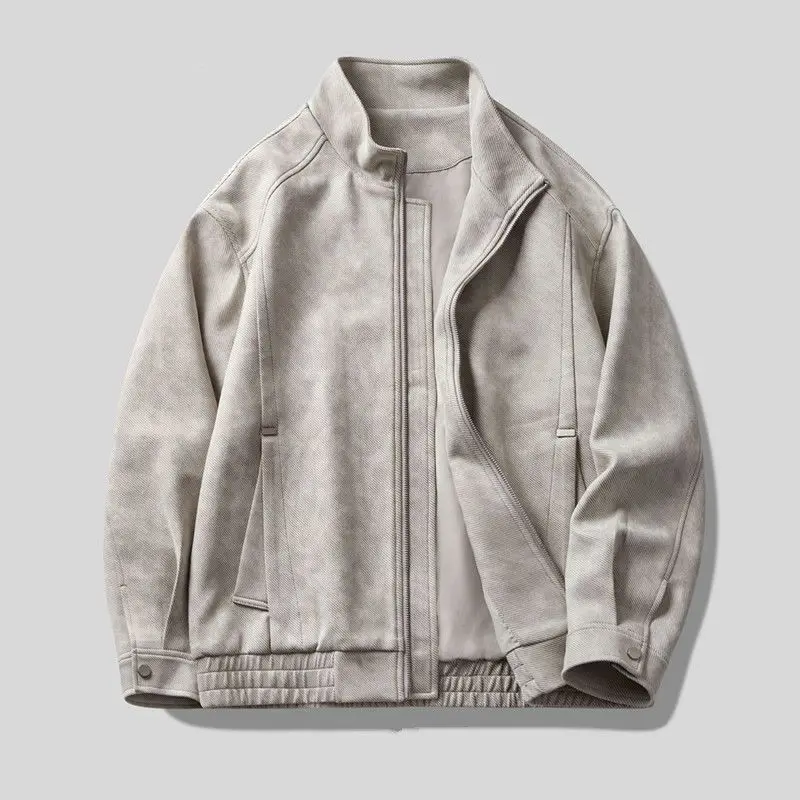 

Retro Texture Trendy Men's Stand Collar Jaet Spring Autumn New Sle Casual Briti Sle Windproof Polyester Fabric Coat