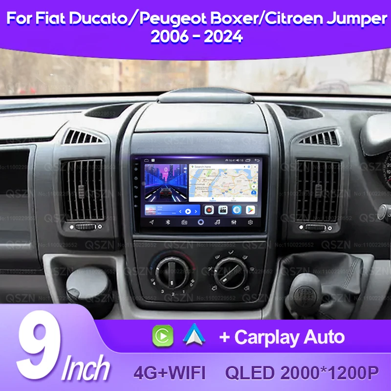 QSZN For Fiat Ducato Peugeot Boxer Citroen Jumper 2006 -2022 2K QLED Android 13 Car Radio Multimedia Video Player GPS CarPlay 4G