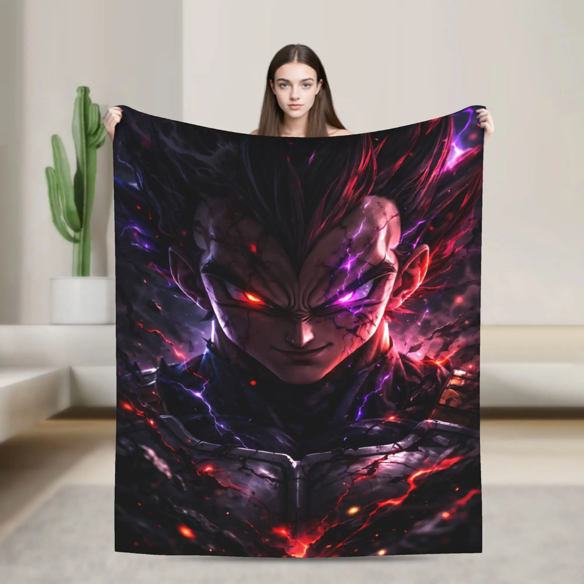 Super Soft Blanket Girls Boys Vegeta Dark Manga Throw Blanket 3D Japanese Manga Flannel Bedspread For Bedroom Fashion Bed Cover