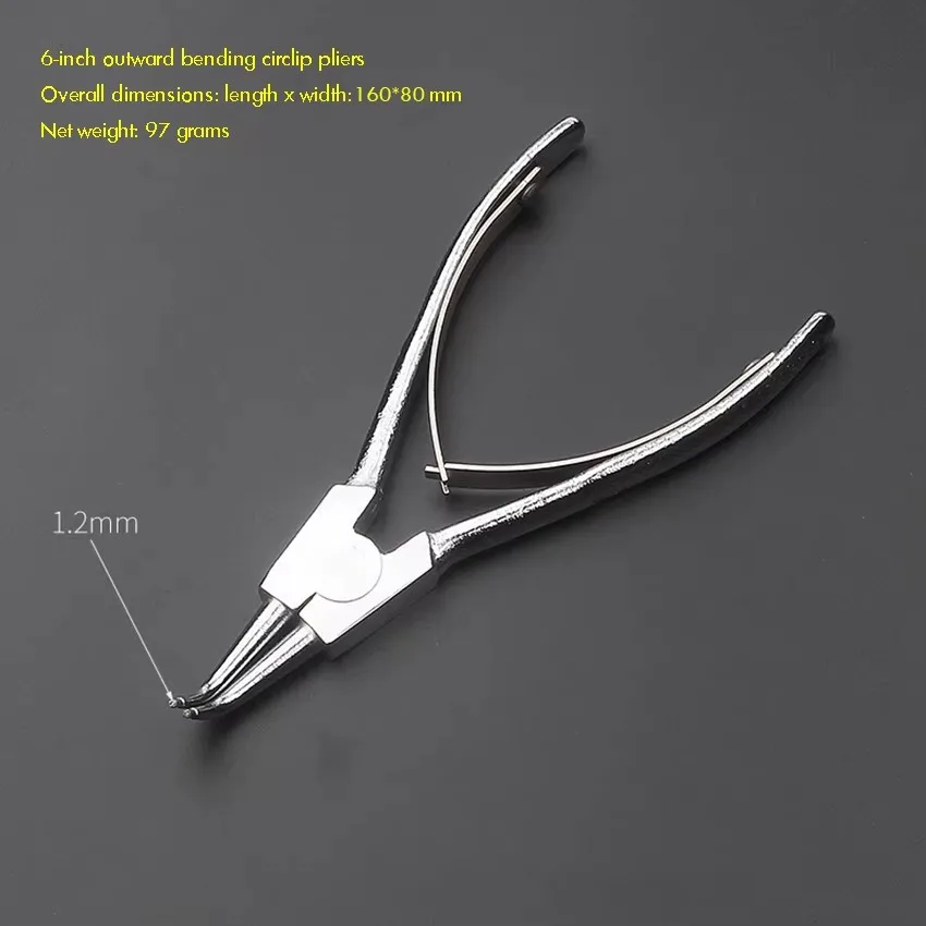 Pinze per anelli elastici di precisione, pinze per anelli di bloccaggio con punta dritta/angolo da 6 pollici, diametro foro 1,2 mm, pinza per anello di bloccaggio per maniglia della porta щипцы