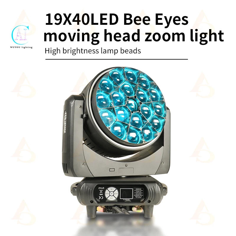 Bee Eye Moving Head Light Mini 19x40W RGBW LED Fieryzeal Beam Wash Light DMX512 for Bar Club Party Disco Stage Effect Light