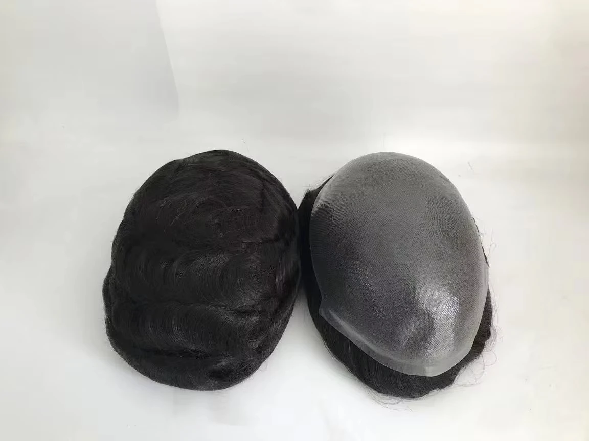 أفضل بيع 1b50 فضي رمادي 100% شعر مستعار بشري متين 6 بوصة خط شعر طبيعي غير مرئي شعر مستعار رقيق للغاية للرجال