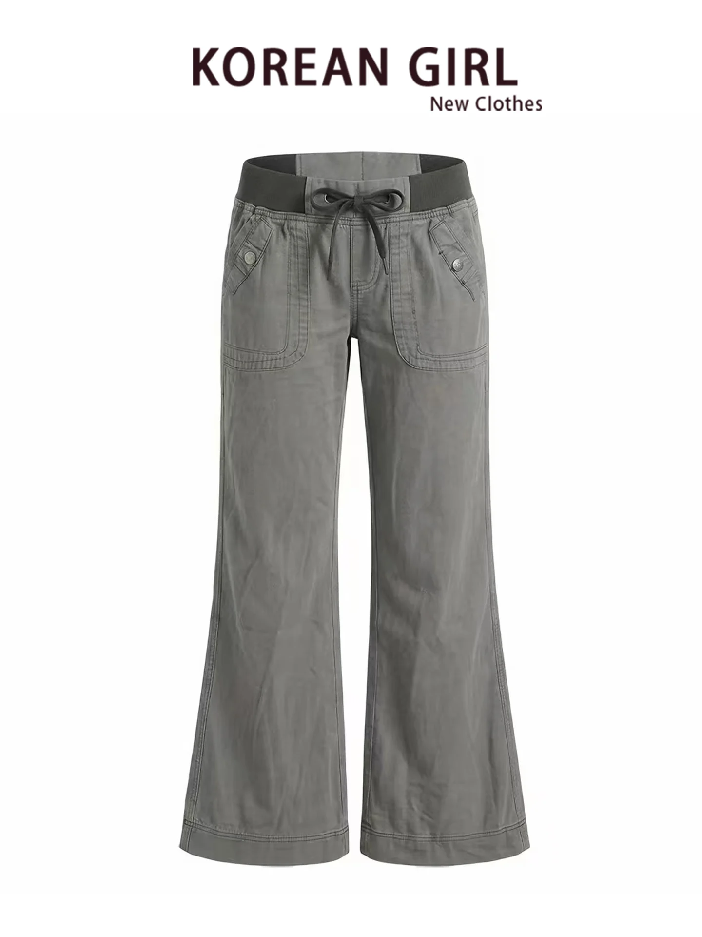 Retro American Grey Low Waist Workwear Jeans Women's Loose Casual Straight Leg Long Pants Autumn Design Sense Comfortable