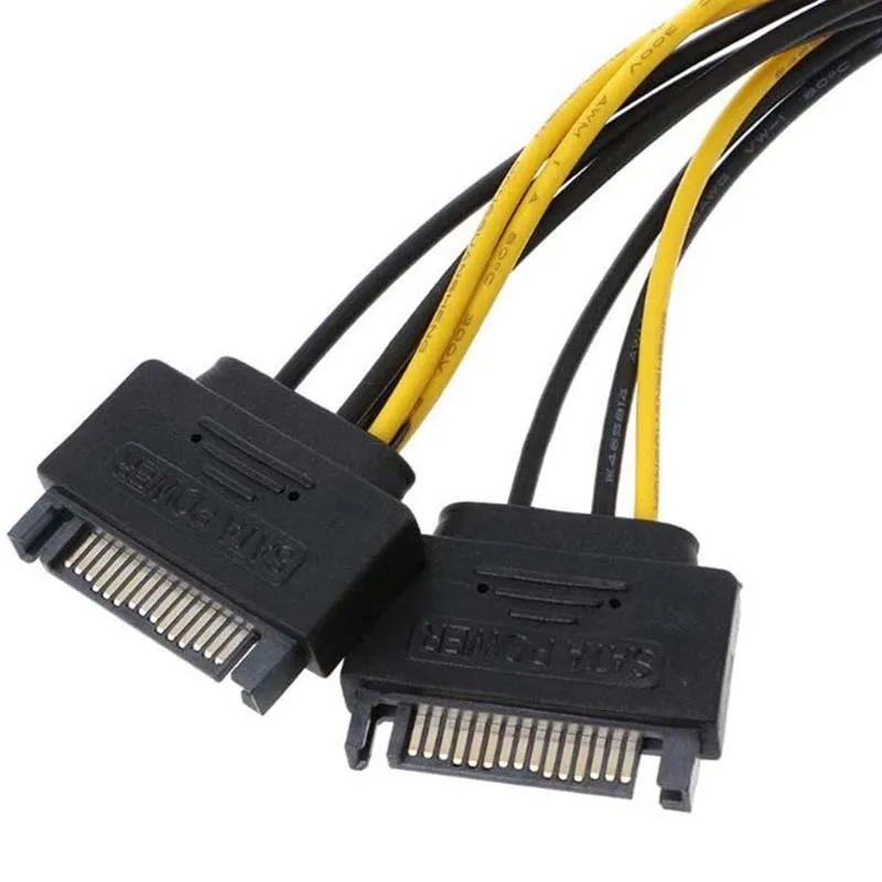 Dual SATA 15Pin To 8Pin Graphic Card Power Adapter Cable 20Cm PCIE SATA Power Supply Cable 8P To SATA