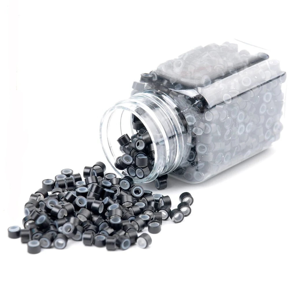 

200/500 шт., микрокольца для наращивания волос, бусины, 5 мм, бусины с силиконовой подкладкой для инструмента для наращивания волос, 5 цветов