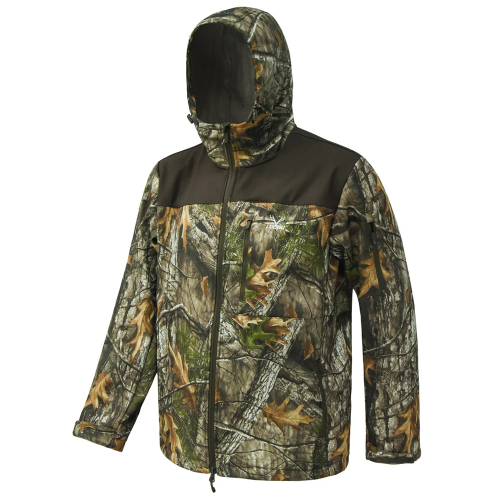 Outdoor Camouflage Loose Hooded Soft Shell Jacket Anti-Static Wear-Resistant Tactical Jacket Men's Windproof Waterproof Jacket