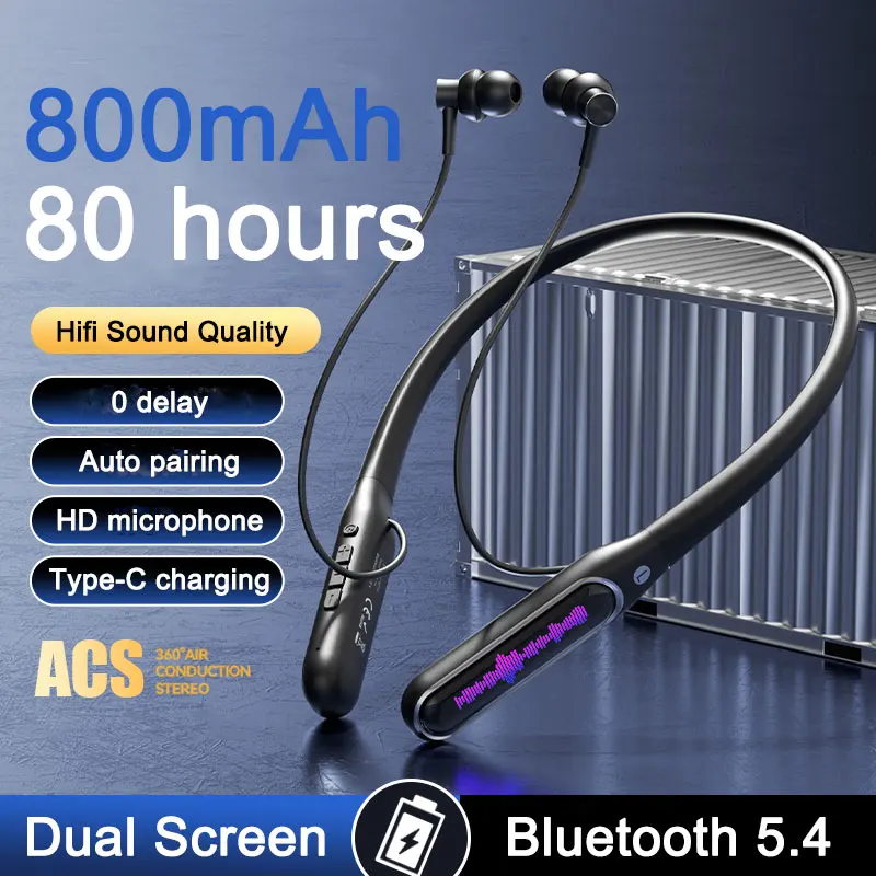 

EARDECO 80 Hours Playback Wireless Headphones Bass Sport Bluetooth Headphone Stereo Neckband Wireless Earphones With Mic Headset