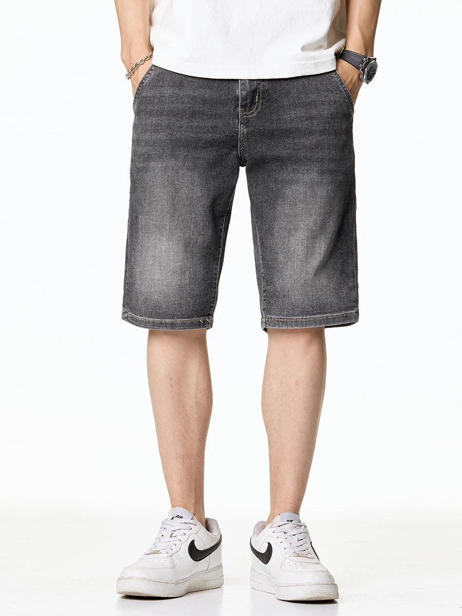 

High-End Retro Waed Embroidered Label Men's Skinny Straight Leg Cotton Denim orts Trendy Brand Summer New Sle