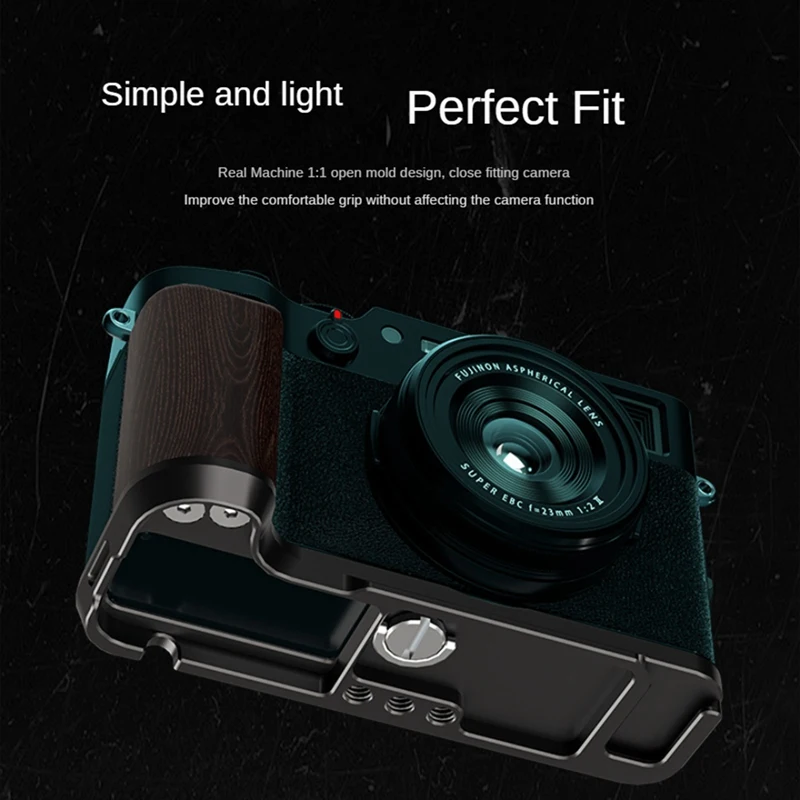 BNVN-Quick Release L Plate Wood Hand Grip L Holder For Fuji Fujifilm X100VI Camera Anti-Slip Handgrip Holder L Bracket