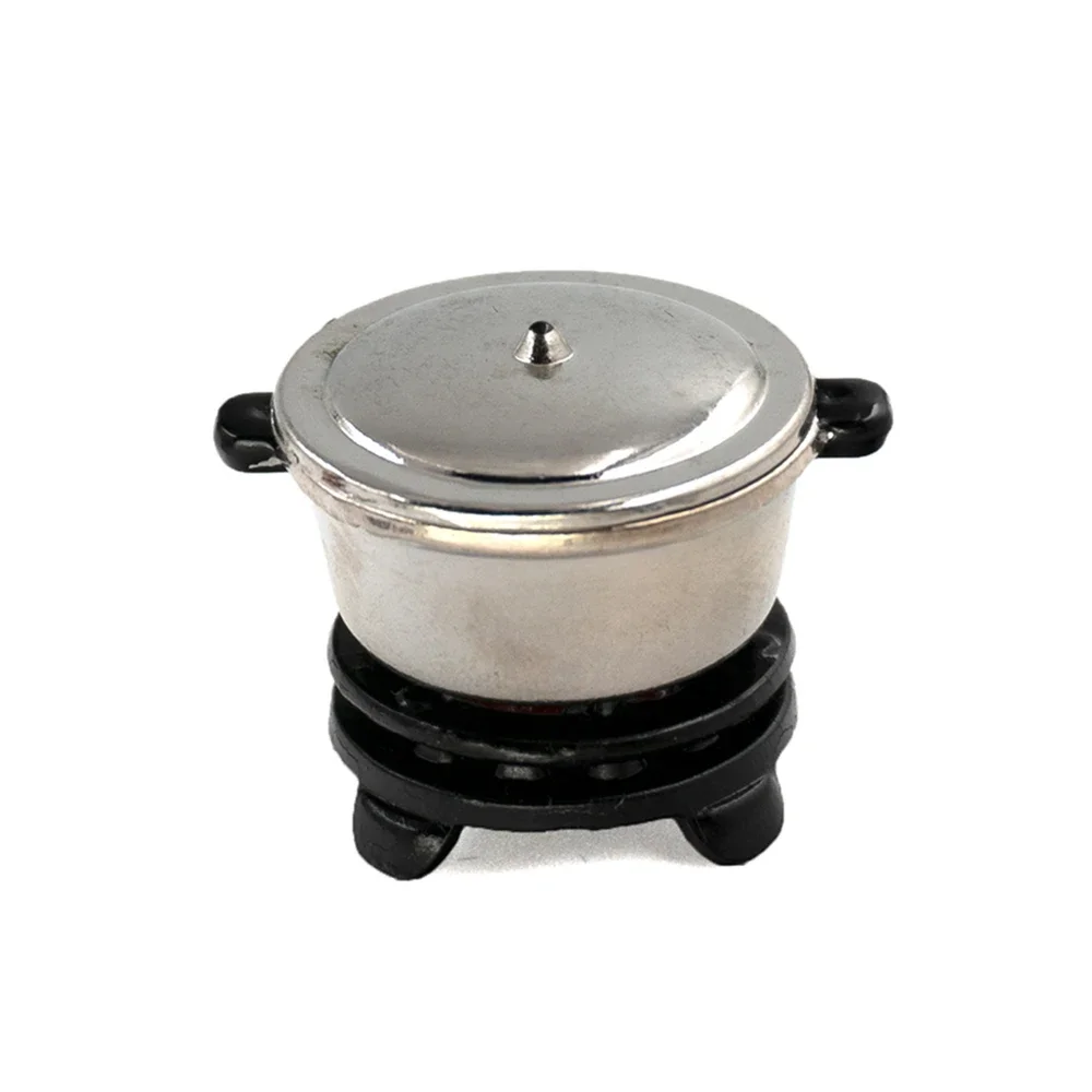 1/12 Doll house Accessories Mini Pot with Base Simulation Kitchenware Model Miniature Items for Dollhouse Decoration ob11