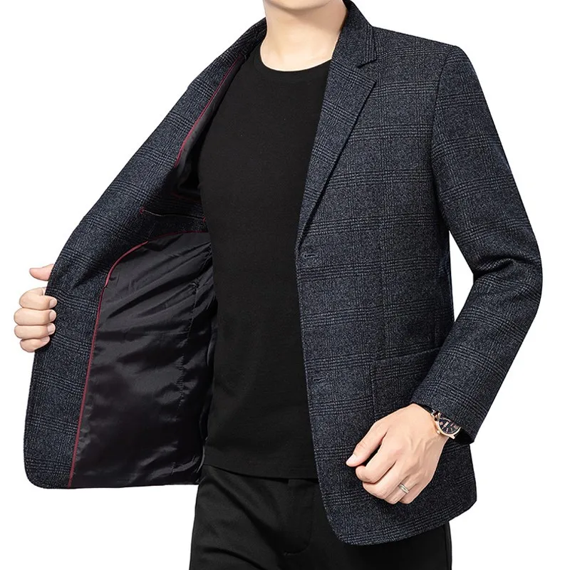 

4-G31 One Piece Suit Top Men's Spring and Autumn Thin Loose Fashionable Suit fle-aged and Elderly Dad Casual Jacket