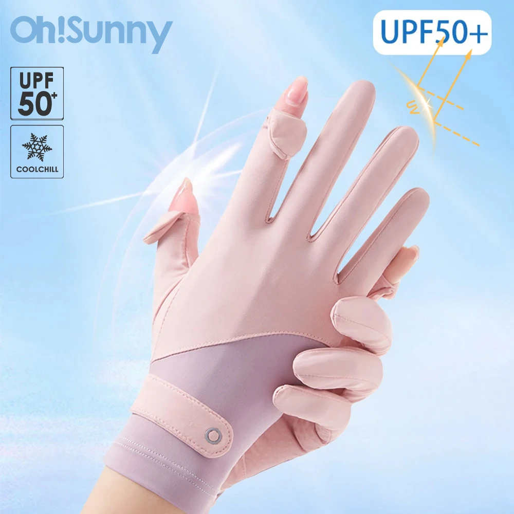 OhSunny Sun Protection Gloves Sunscreen Breathable UPF50+ Anti-UV Cooling Fabric Slip Mittens for Outdoor Cycling Driving