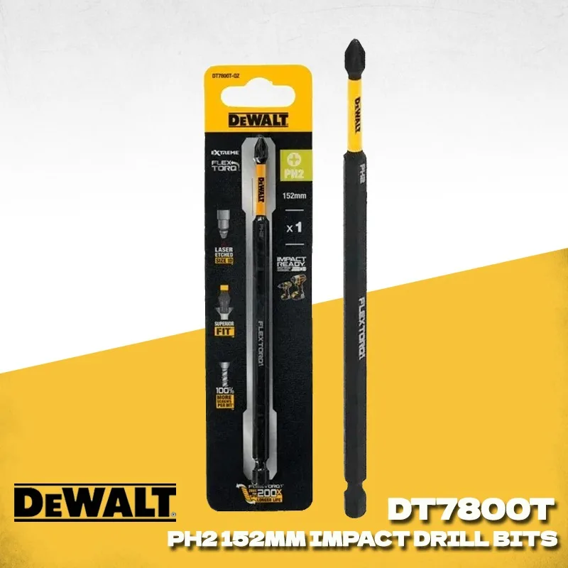 DEWALT DT7800T DT7800T-QZ Power Tool Accessories, PH2 Flex Torq 152mm Magnetic Insert Bit for Electric Drill Driver