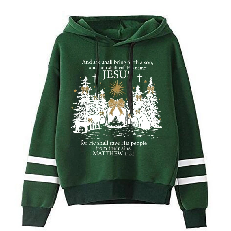 Women\'s Jesus Christmas Hoodies Nativity Scene Bible Nativity Gifts Pullover Vintage Long Sleeve Christian Christmas Sweatshirts