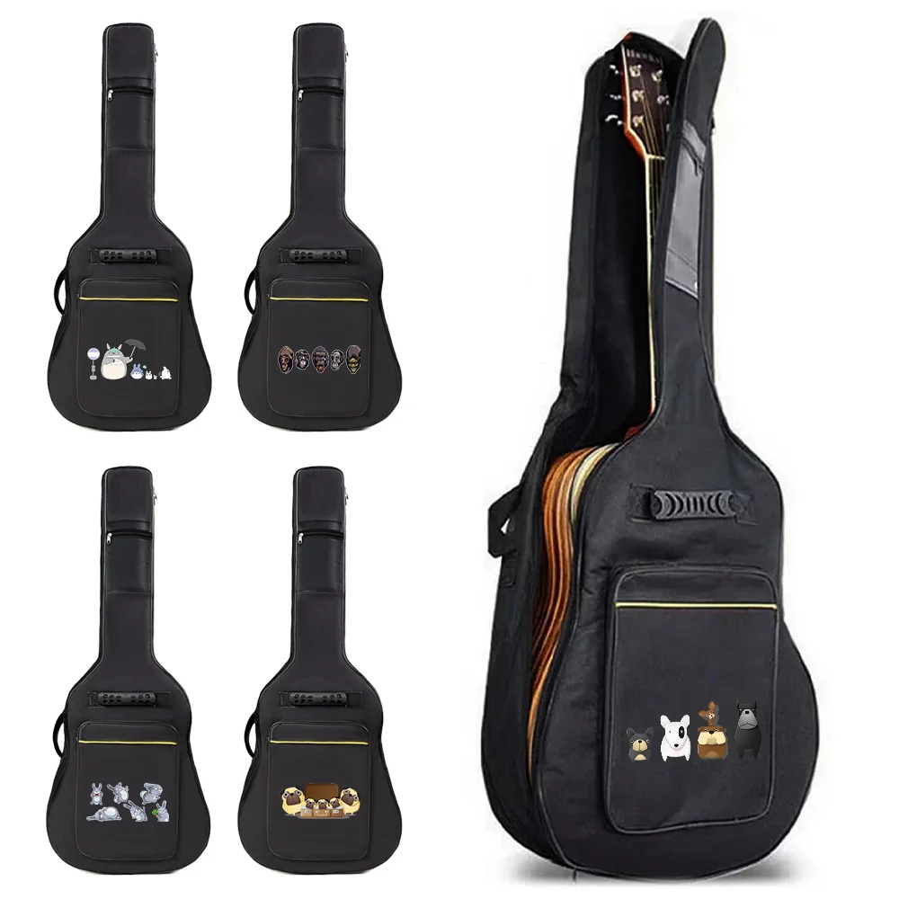 

36 Inch~41 Inch Guitar Bag Nylon Double Belt Soft Padded Guitar Backpack Instrument Handbag Personalized Cartoon Printing Series