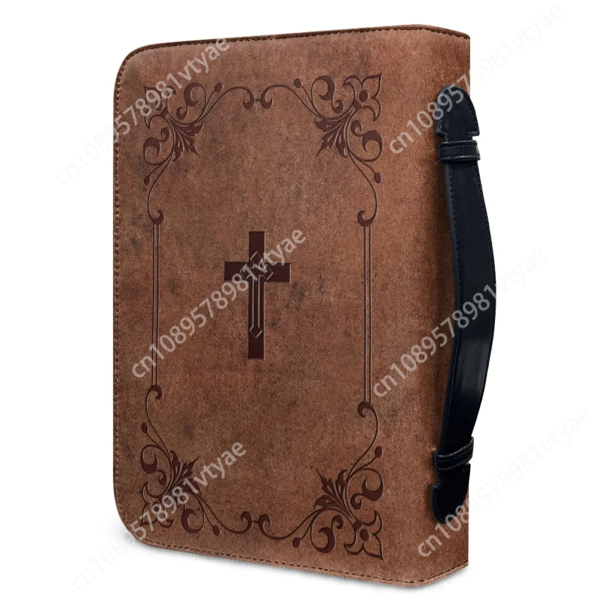 

Cross Classic Leather Print Bible Bag for Women Zipper Handle Handbags Bible Hymns Bible Cover Case Carrying Custom Storage Bags