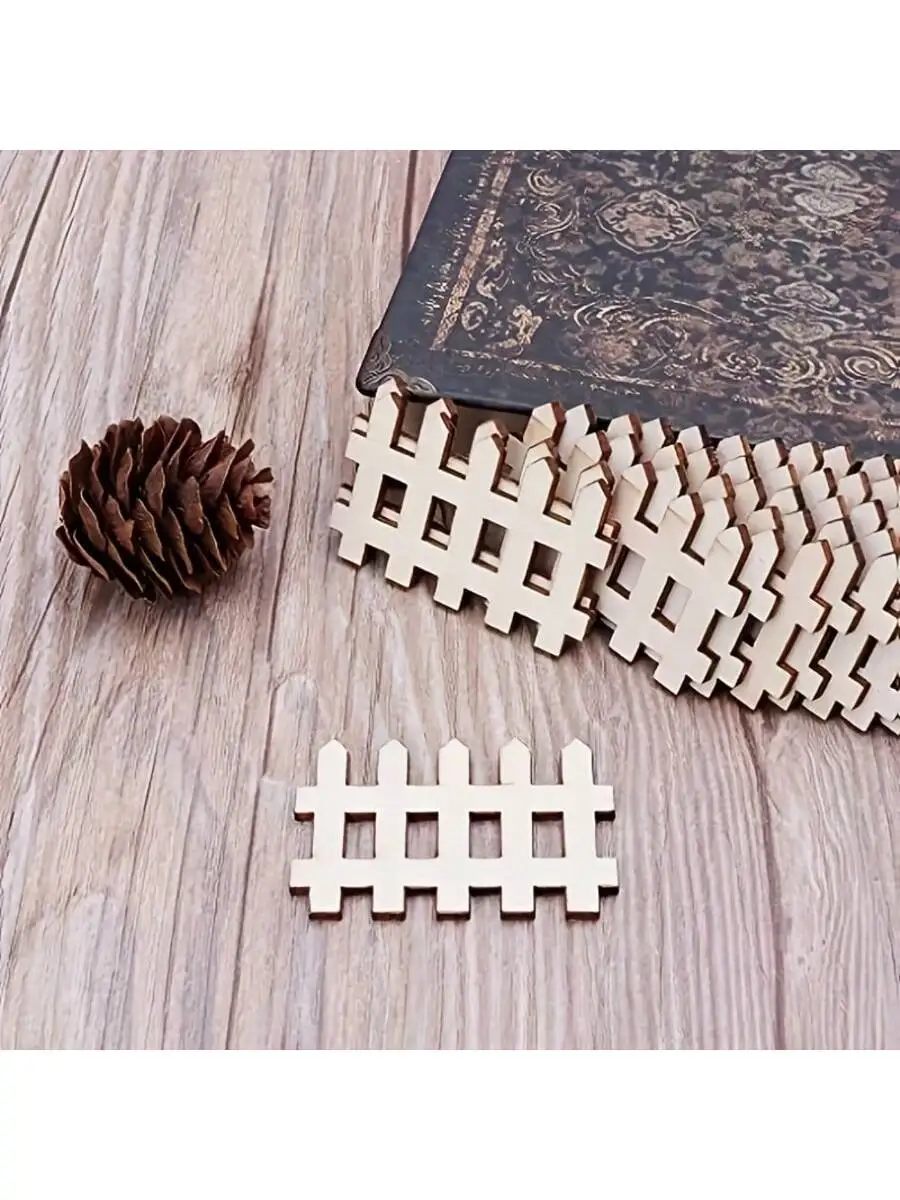 25/50 قطعة سياج خشبي صغير للحديقة ، مشغولات يدوية ، ديكورات منزلية خشبية ، مشاريع نحت الخشب غير المكتملة ، الهندسة والنمذجة