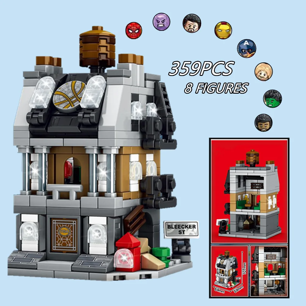 Miniso Marvel Doctor Strange Sanctum Sanctorum Ironman Spiderman Thanos Heroes Avengers Model Building Blocks Bricks Toys Gift