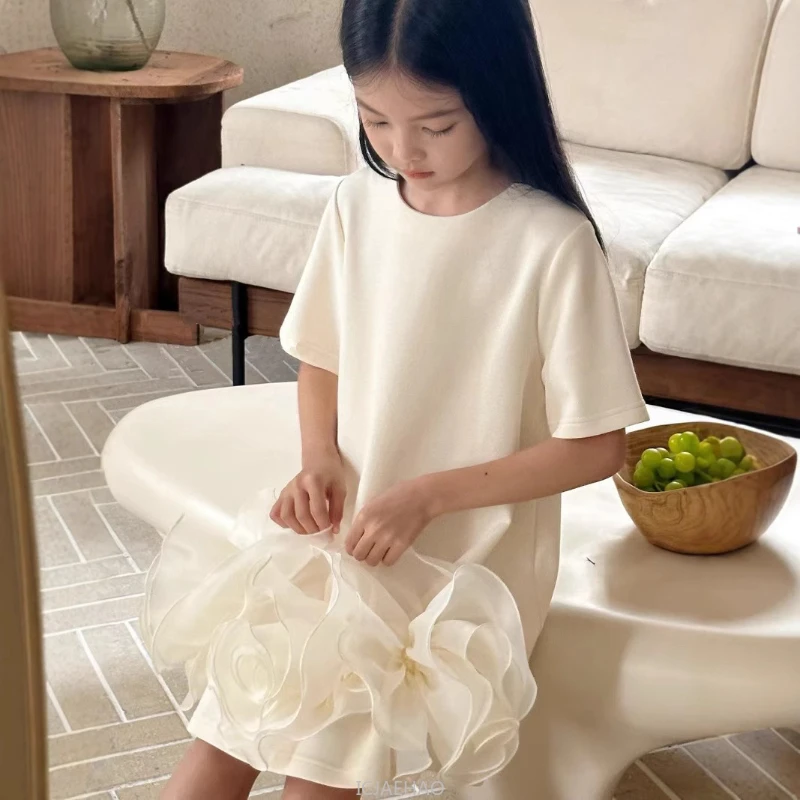 

Girl Princess Dress Clothes Matching Summer Girls Fashion Dress Baby Children Sweet Short Sleeve Costume Kids Casual Outfit