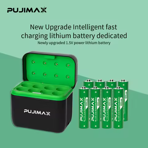 PUJIMAX 1.5V Constant Voltage AA Rechargeable Li-ion 4255mWh Battery With Intelligent LED Display Arc-look Battery Charger SET