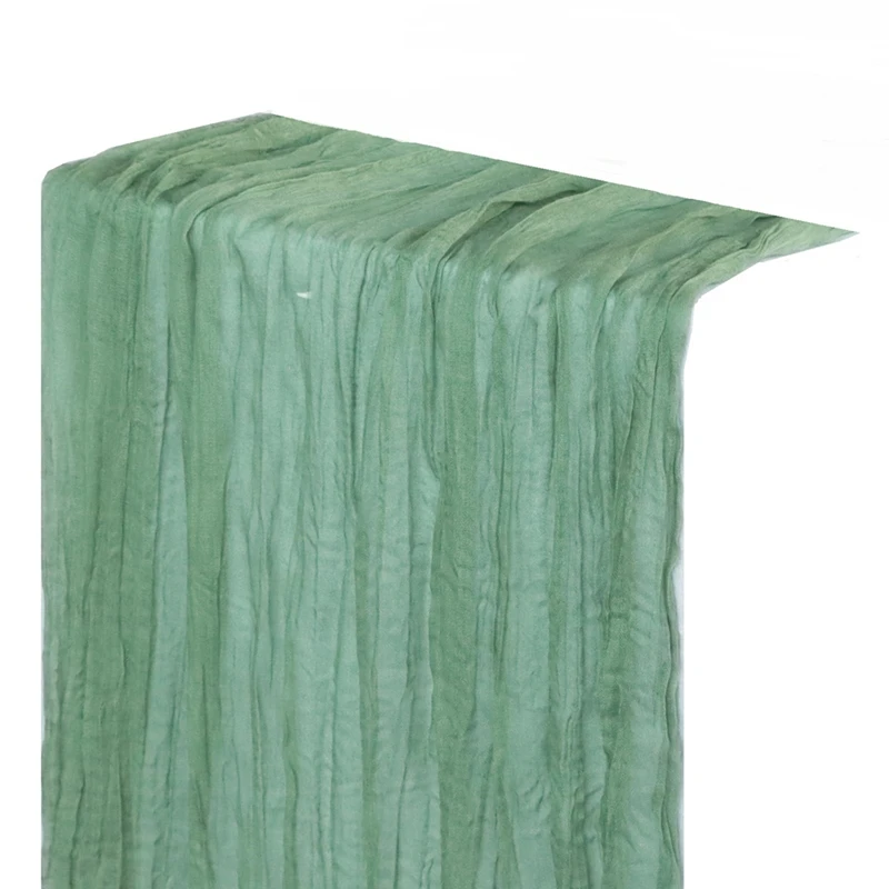 A74E-Sage Green Cheese Cloth Table Runner Country Tulle Cheese Cloth Table Runner Decoration 90X300cm