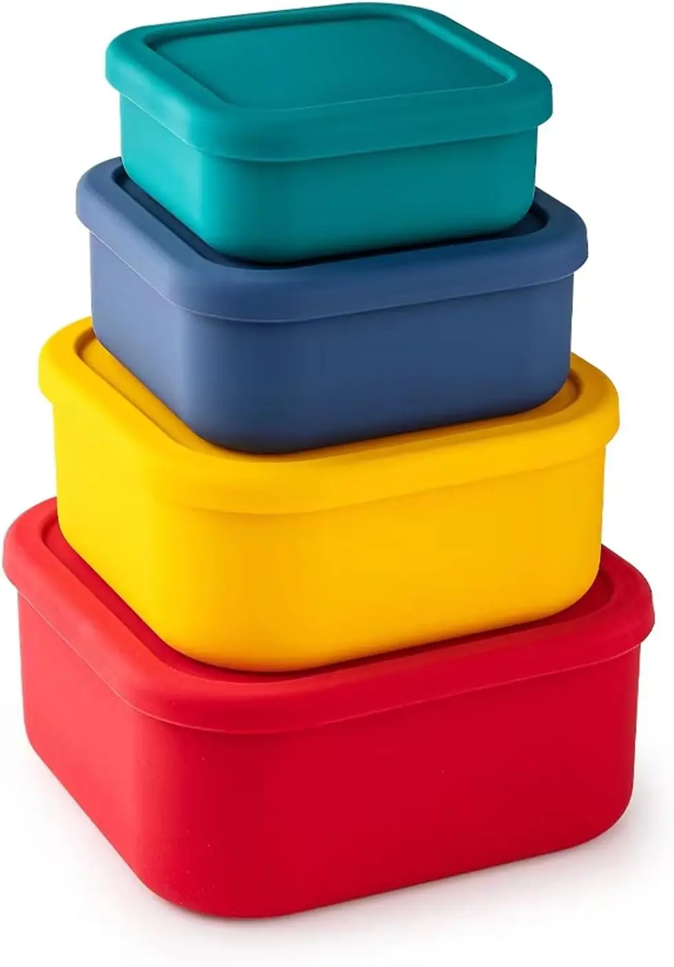Recipientes de Silicona para Almacenamiento de Alimentos con Tapas, Juego de 4 Tamaños, para Congelar, Cajas Bento, Cajas para Snacks
