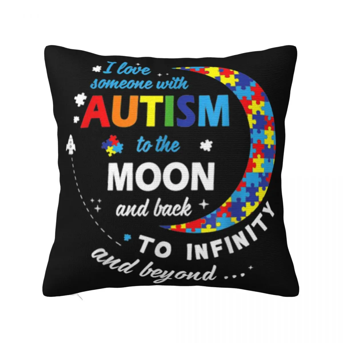 I Love Someone With Autism To The Moon & Back 3D Adult Cheap Sale Cartoon Teenage Solid Color Pillow Case