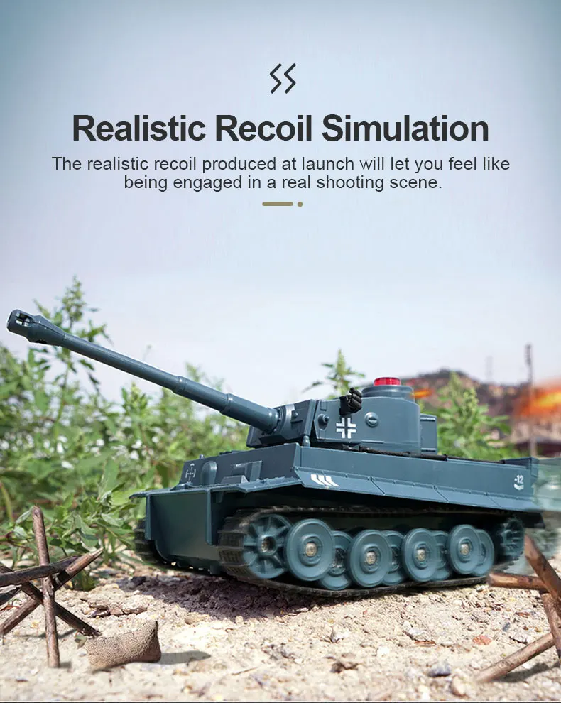 New RC Tank Model Remote Control War Tank Simulate Tank Engine Sound 2.4G Remote Control Programmable Tank Toys For Boys