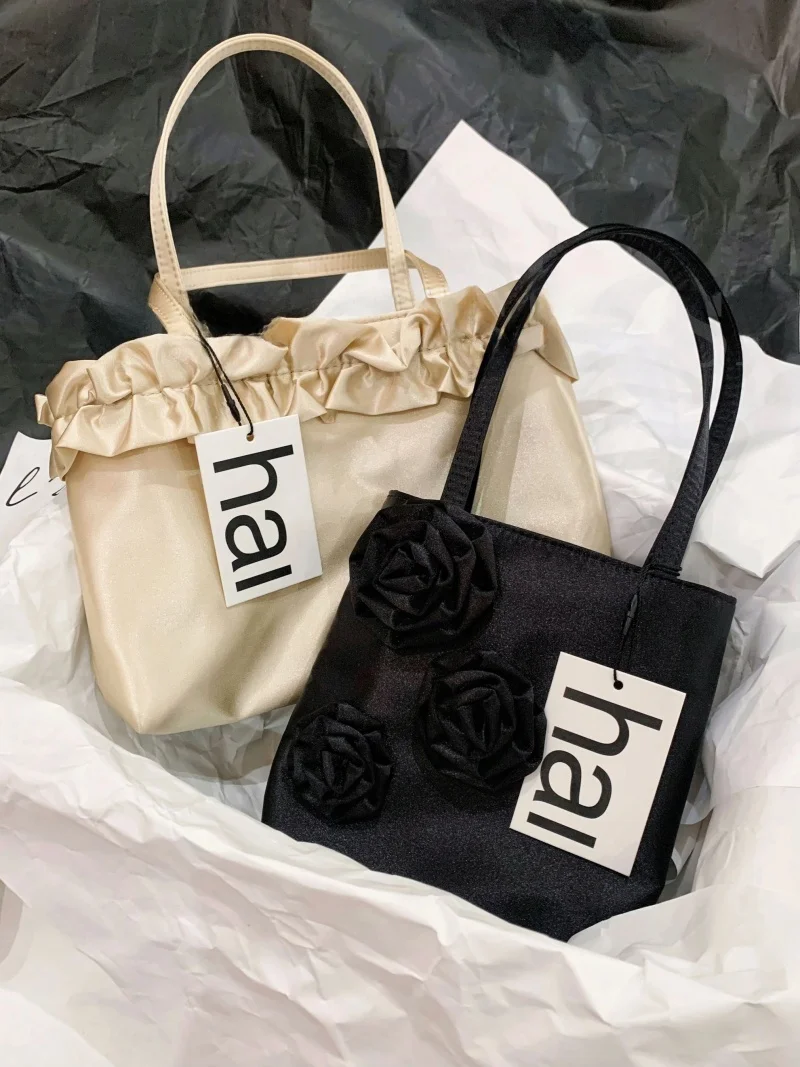 حقيبة كتف متعددة الاستخدامات بتصميم وردة سوداء، حقيبة يد صغيرة جديدة للربيع والصيف بتصميم فريد للشباب